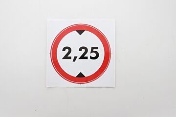 Sticker vrije hoogte 2.25M