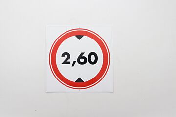 Doorrijhoogte sticker 2.60M