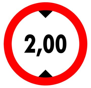 Doorrijhoogte sticker 2,00 m